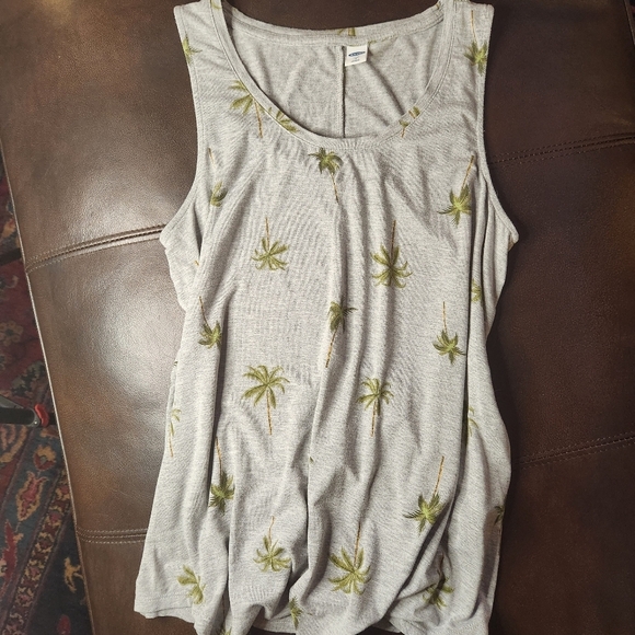 Old Navy Luxe Tank Top Women's Small Palm Tree Pattern Heather Gray - Picture 6 of 7